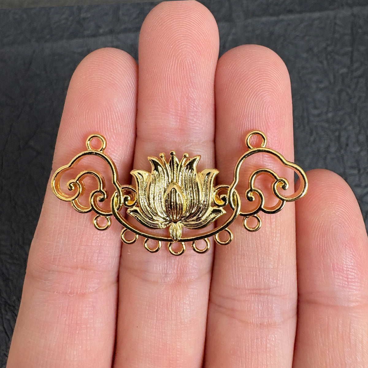 24K Gold Plated Brass Multi Loop Cloud Lotus Connector Charms for Necklace Making