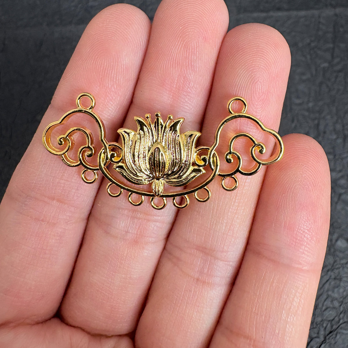 24K Gold Plated Brass Multi Loop Cloud Lotus Connector Charms for Necklace Making