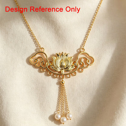 24K Gold Plated Brass Multi Loop Cloud Lotus Connector Charms for Necklace Making