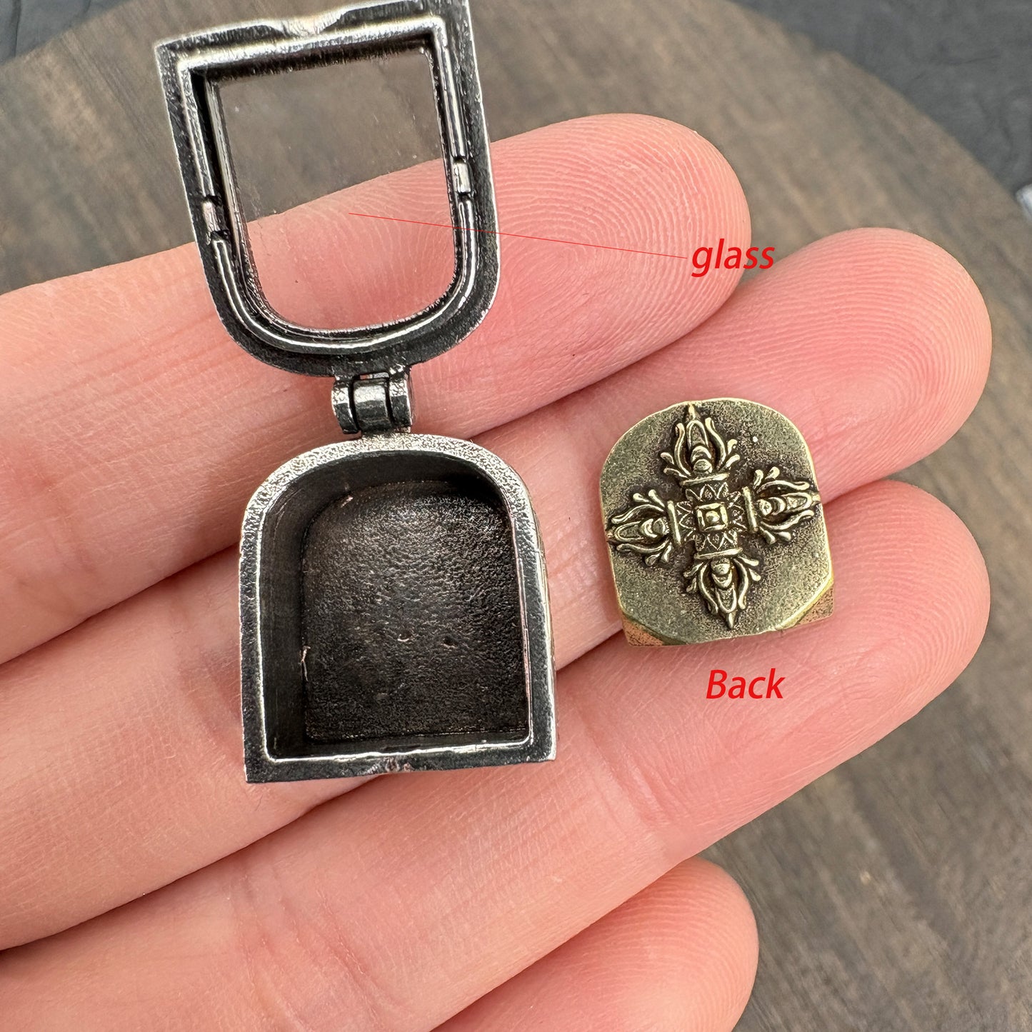 Brass Yellow Jambhala Ghau Box Pendant, Tibetan Buddhist Gau Locket, Wealth God Amulet, Handmade Nepal Prayer Box, Spiritual Jewelry