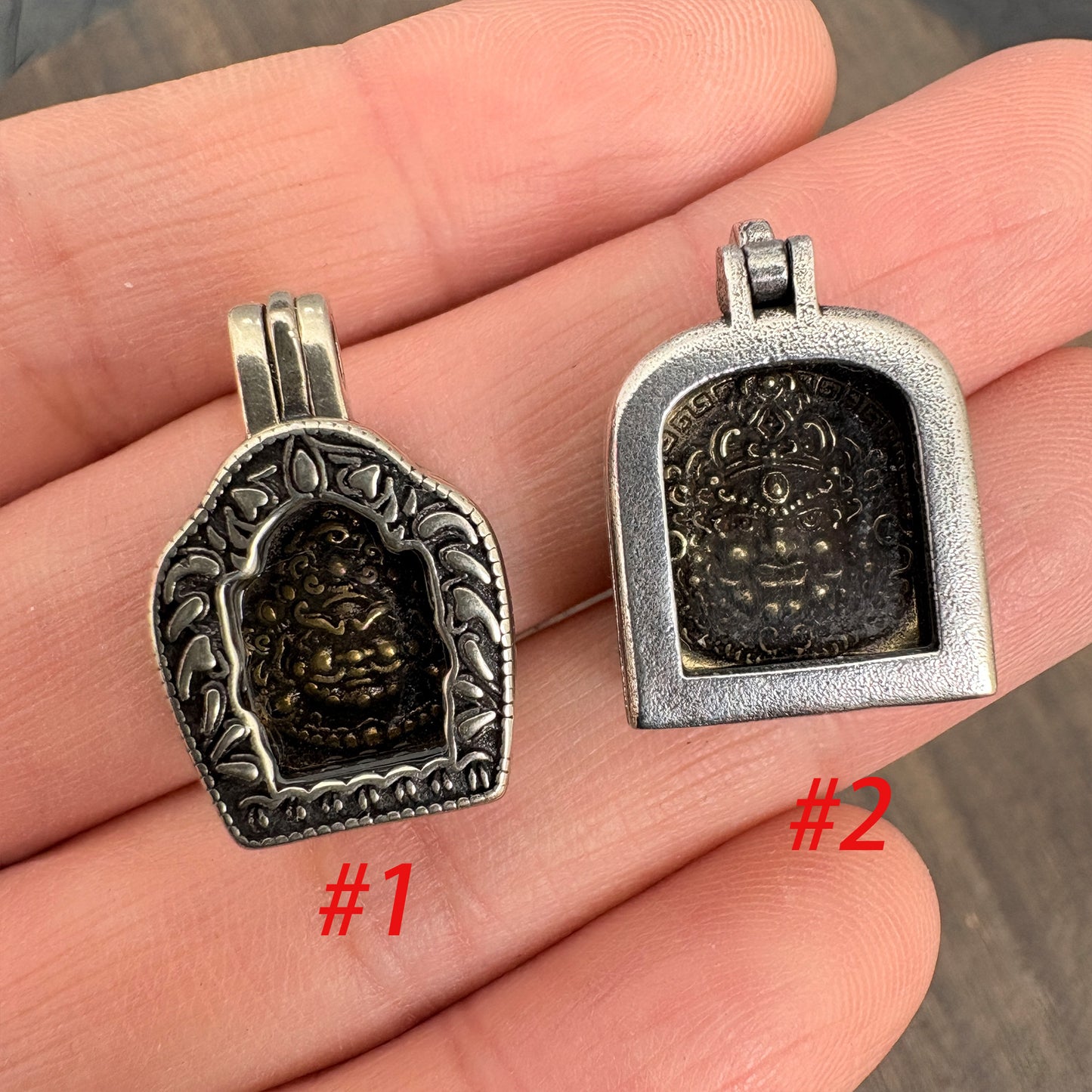 Brass Yellow Jambhala Ghau Box Pendant, Tibetan Buddhist Gau Locket, Wealth God Amulet, Handmade Nepal Prayer Box, Spiritual Jewelry
