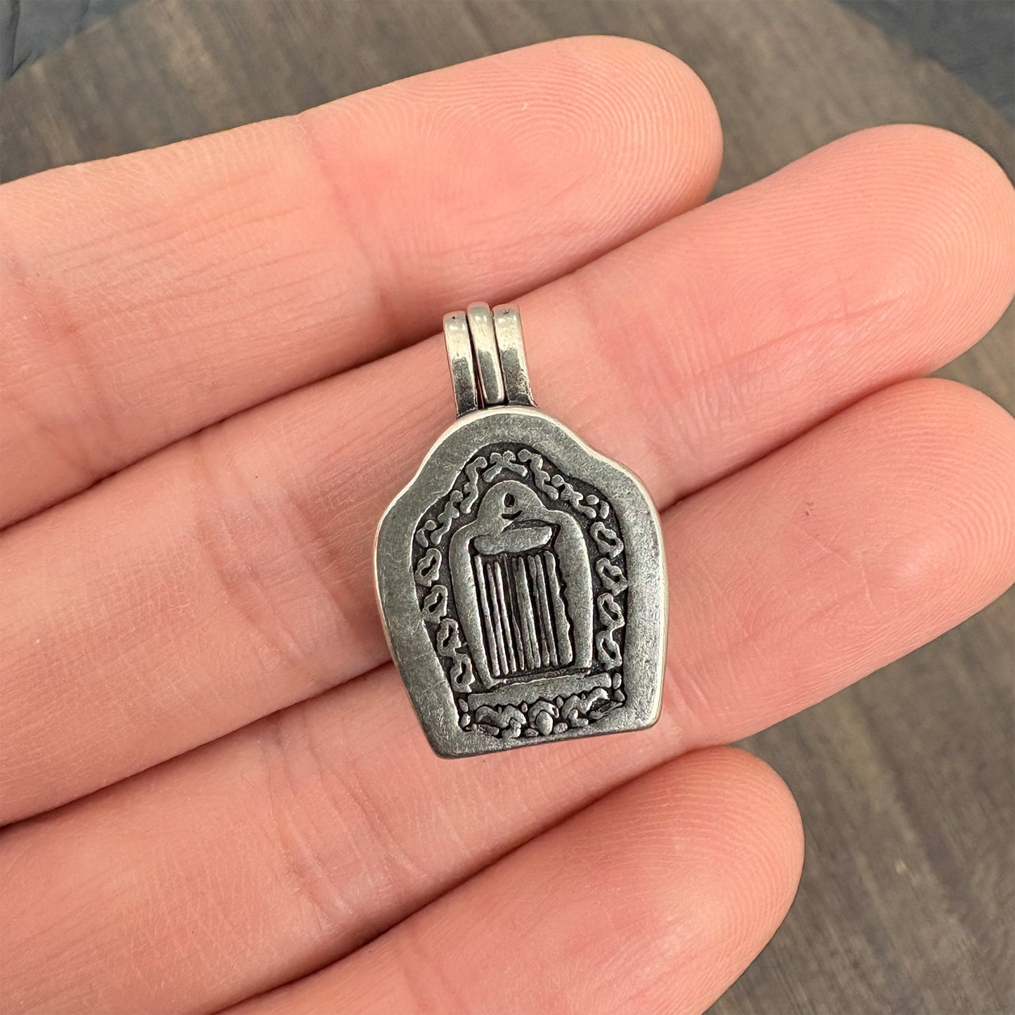 Brass Yellow Jambhala Ghau Box Pendant, Tibetan Buddhist Gau Locket, Wealth God Amulet, Handmade Nepal Prayer Box, Spiritual Jewelry