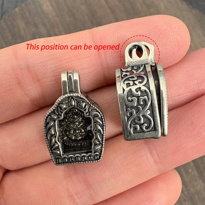 Brass Yellow Jambhala Ghau Box Pendant, Tibetan Buddhist Gau Locket, Wealth God Amulet, Handmade Nepal Prayer Box, Spiritual Jewelry