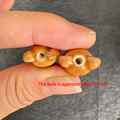 4PCS Brown Ceramic Teddy Bear Beads, Tiny Bear Charms for Jewelry Making