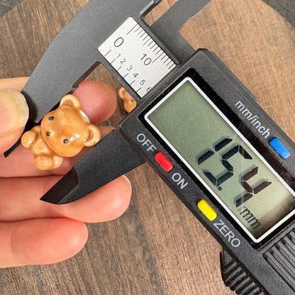 4PCS Brown Ceramic Teddy Bear Beads, Tiny Bear Charms for Jewelry Making