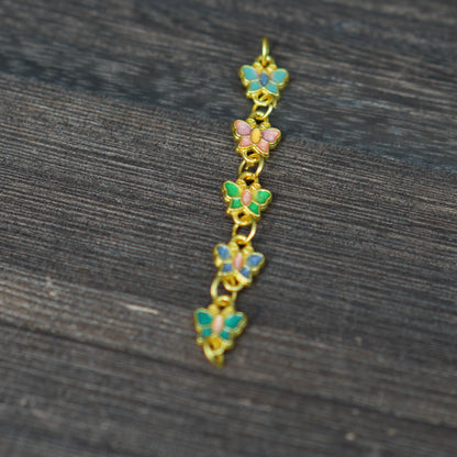 18K Gold Plated Enamel Butterfly Extender Chain, Color Drip Link Connector, DIY Jewelry Making Supply