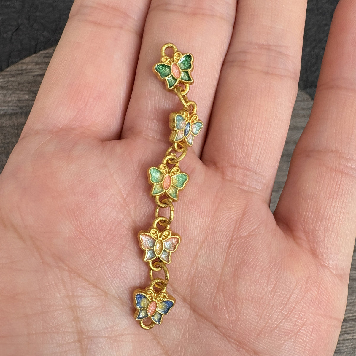 18K Gold Plated Enamel Butterfly Extender Chain, Color Drip Link Connector, DIY Jewelry Making Supply