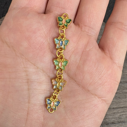 18K Gold Plated Enamel Butterfly Extender Chain, Color Drip Link Connector, DIY Jewelry Making Supply