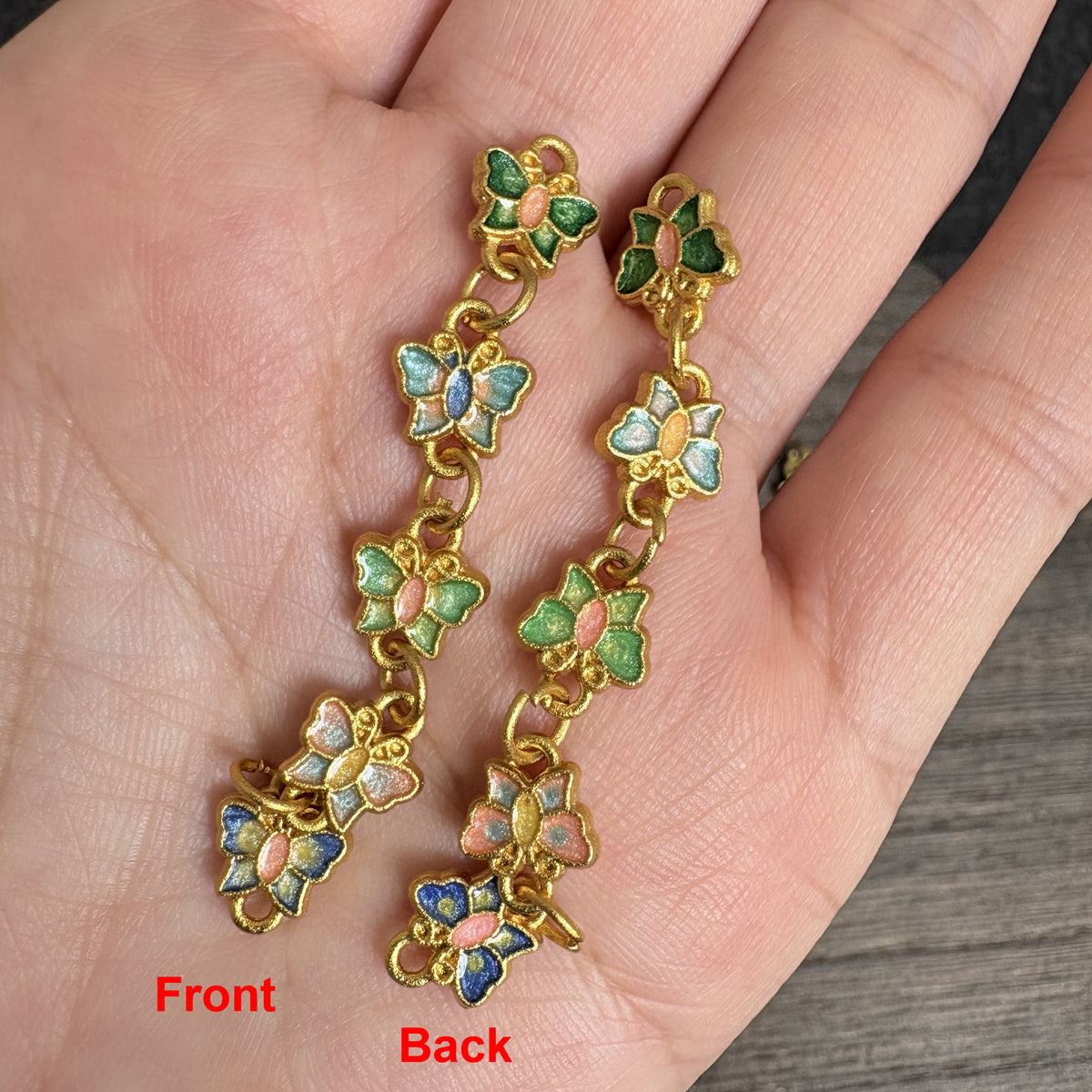 18K Gold Plated Enamel Butterfly Extender Chain, Color Drip Link Connector, DIY Jewelry Making Supply