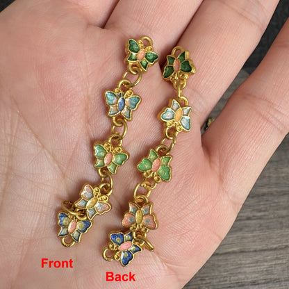 18K Gold Plated Enamel Butterfly Extender Chain, Color Drip Link Connector, DIY Jewelry Making Supply