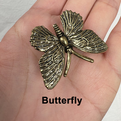 Vintage Brass Dragonfly Butterfly Bee Moth Figurines, Retro Insect Ornaments, Brass Animal Decor, Home Desk Decoration, Collectible Gifts