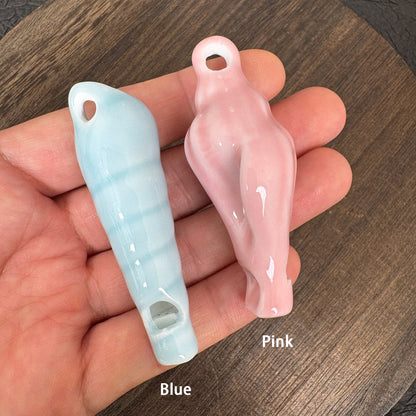 Ceramic Pink Conch Whistle Pendant, Ocean  DIY Jewelry Charm