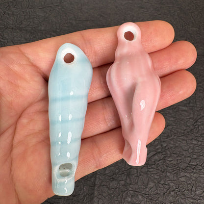 Ceramic Pink Conch Whistle Pendant, Ocean  DIY Jewelry Charm