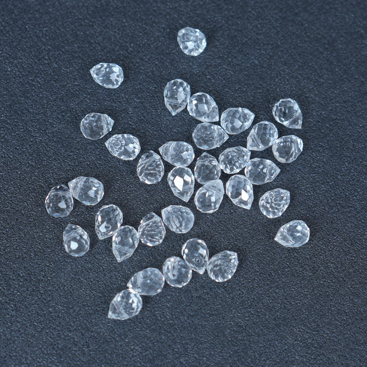 40PCS Clear Faceted Teardrop Glass Beads, 8x10mm for Jewelry Making