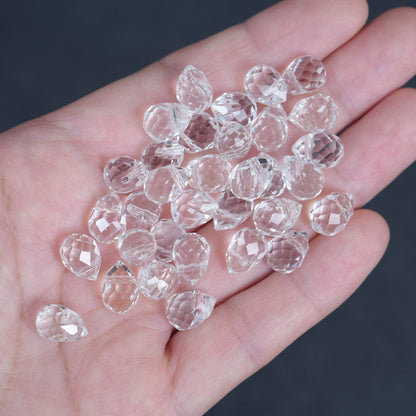 40PCS Clear Faceted Teardrop Glass Beads, 8x10mm for Jewelry Making
