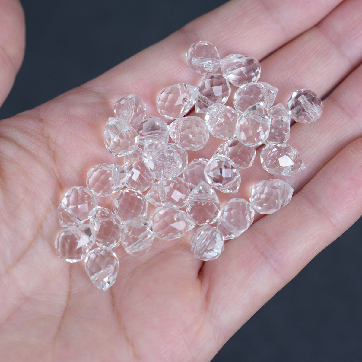 40PCS Clear Faceted Teardrop Glass Beads, 8x10mm for Jewelry Making