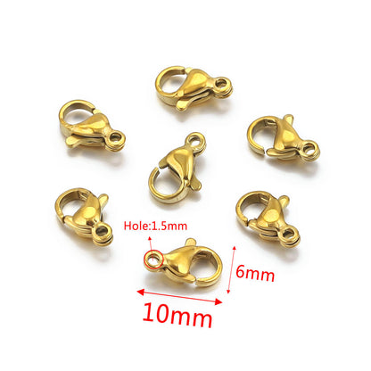 10PCS Stainless Steel Lobster Clasps - Durable Jewelry Findings for DIY Bracelets, Necklaces & Craft Projects