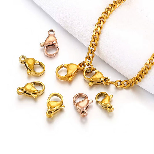 10PCS Stainless Steel Lobster Clasps - Durable Jewelry Findings for DIY Bracelets, Necklaces & Craft Projects