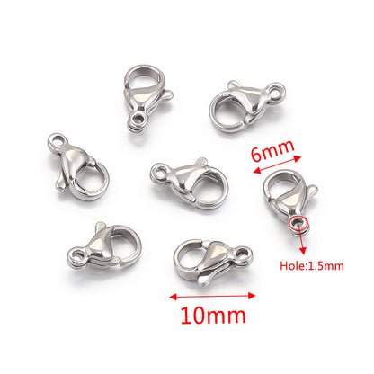 10PCS Stainless Steel Lobster Clasps - Durable Jewelry Findings for DIY Bracelets, Necklaces & Craft Projects