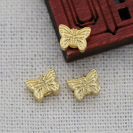 8x6x1.2mm 24K Gold Plated Butterfly Bead | Brass Spacer Beads for Bracelet & Necklace DIY Jewelry