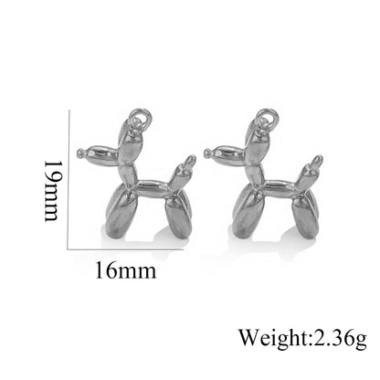 Titanium Steel Dog Pendant | Minimalist Hip-Hop Style + Cute 3D Balloon Dog Design, Trendy DIY Jewelry Charm for Necklaces