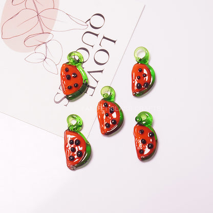 4PCS DIY Fruit Beads  - Watermelon/Pumpkin/Cherry/Strawberry/Banana/Tangerine Charms for Earrings Necklaces, Handmade Jewelry Making Supplies