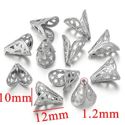 10PCS Stainless Steel Flower Bead End Caps & Washers | Retro Funnel-Shaped Gaskets, DIY Jewelry Supplies for Necklaces & Bracelets