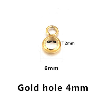 20PCS Stainless Steel Bails Beads  Roundelle Barrel Large Hole Hanger Links Connectors with Charm Loop for Snake Chain European Bracelet Pendant, 2~5mm Hole