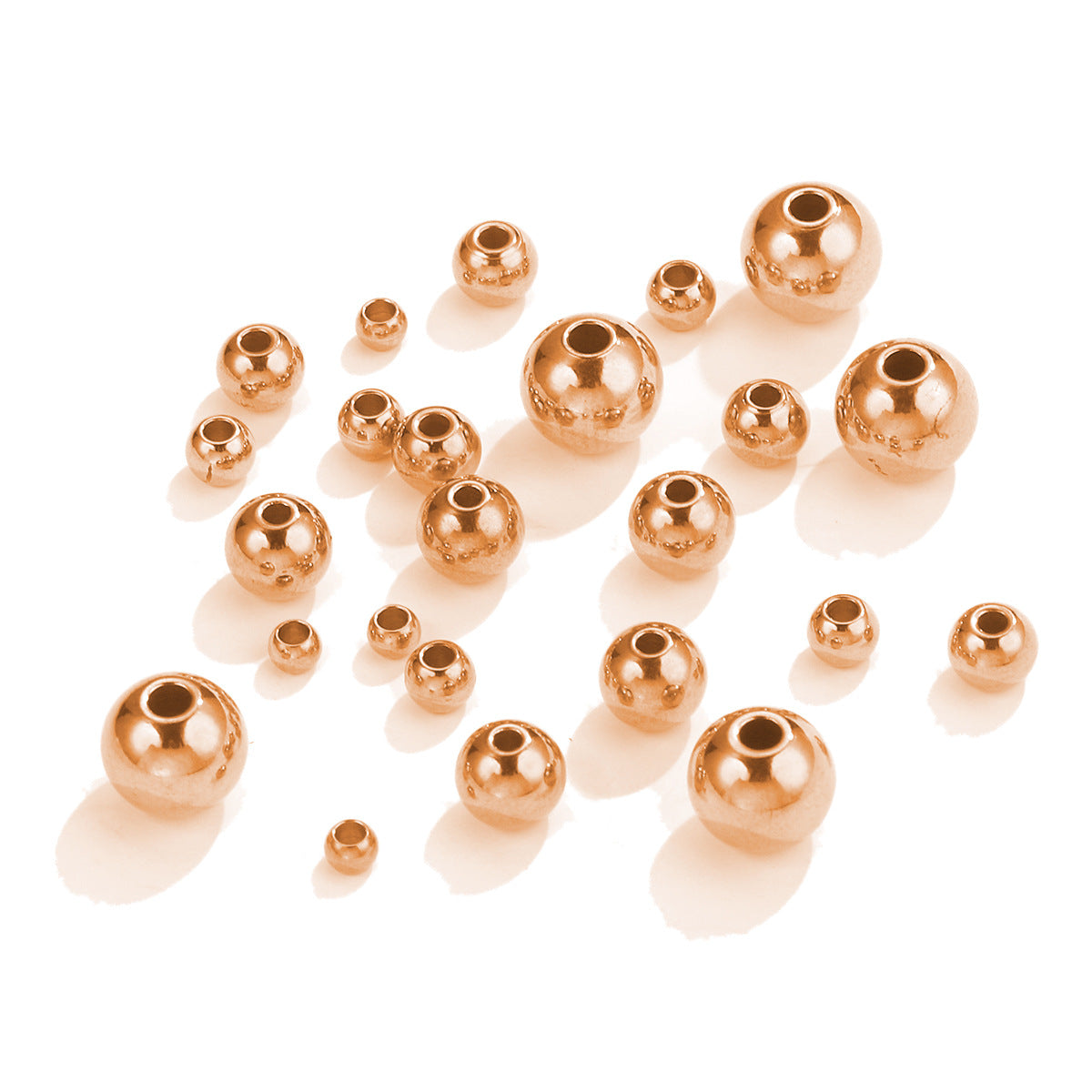 50PCS Stainless Steel Solid Drilled Beads | Titanium Steel Loose Beads for DIY Bracelets, Jewelry Making Supplies