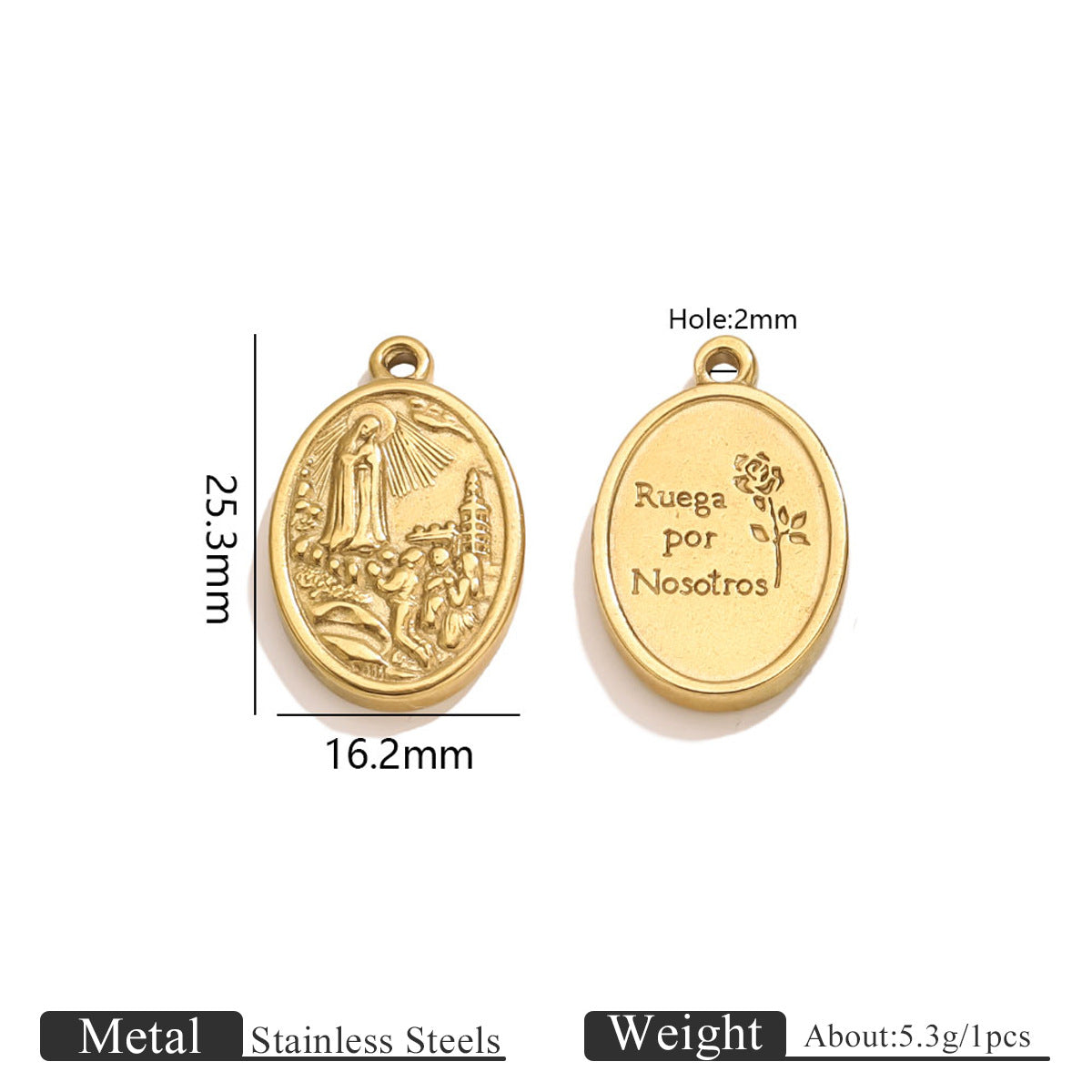 2PCS Vintage Embossed Portrait Coin Pendant, European Queen & Madonna Stainless Steel Charm, DIY Necklace Jewelry Making Accessory