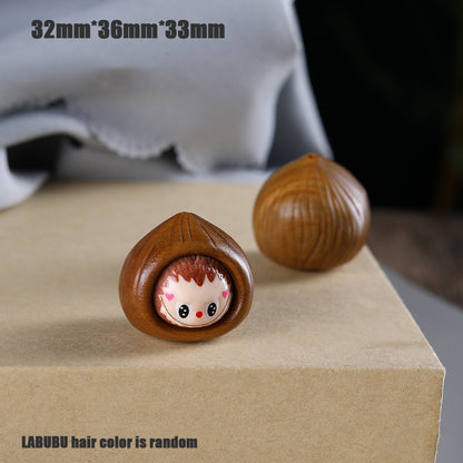 Green Sandalwood Garlic LABUBU Bead, Carved Wooden Charm Pendant, Natural Wood Spacer for DIY Bracelet Necklace Jewelry Making
