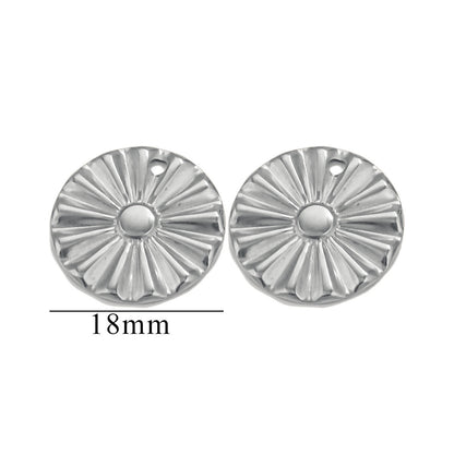 10PCS Stainless Steel Round Flower Pendant with Hole, DIY Teardrop Earring Connector, Jewelry Making Supplies for Stud Earrings