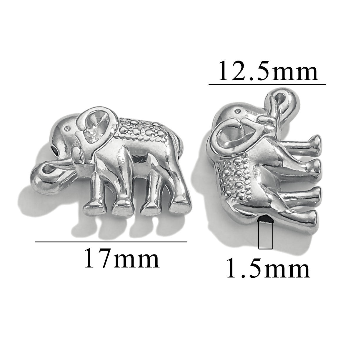 2PCS Stainless Steel Spacer Beads, Elephant Owl Buddha Head Diamond Shape Decorative Beads for DIY Jewelry Making
