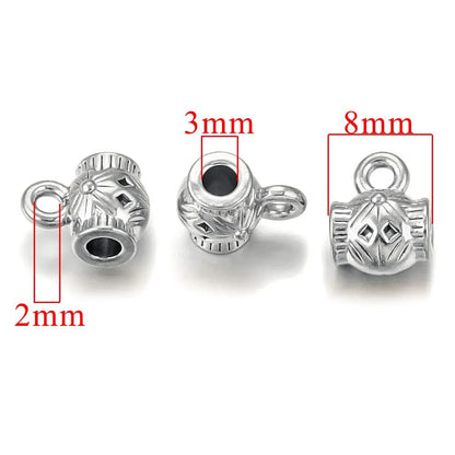 2PCS Titanium Steel Retro Totem Beads - Integrated Stainless Steel Large-Hole Dangle Beads, Bracelet/Necklace Spacer & Positioning Parts, DIY Accessories
