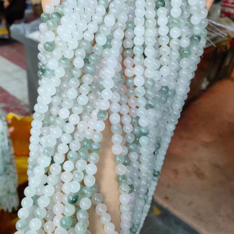 Natural Tianshan Jade Loose Beads - Round/Smooth Gemstone Beads for Jewelry Making, DIY Bracelet Necklace Supplies