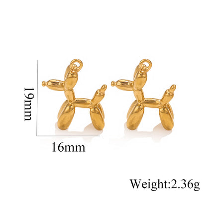 Titanium Steel Dog Pendant | Minimalist Hip-Hop Style + Cute 3D Balloon Dog Design, Trendy DIY Jewelry Charm for Necklaces