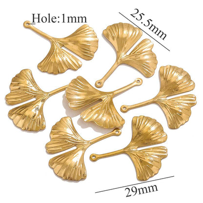 20PCS Stainless Steel Leaf & Ginkgo Leaf Charms - DIY Vintage-Style Earring & Hair Accessory Pendants