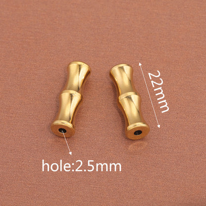2PCS Gold Stainless Steel Bamboo Joint Bullet Beads | Loose Spacer Beads for DIY Jewelry Making Supplies