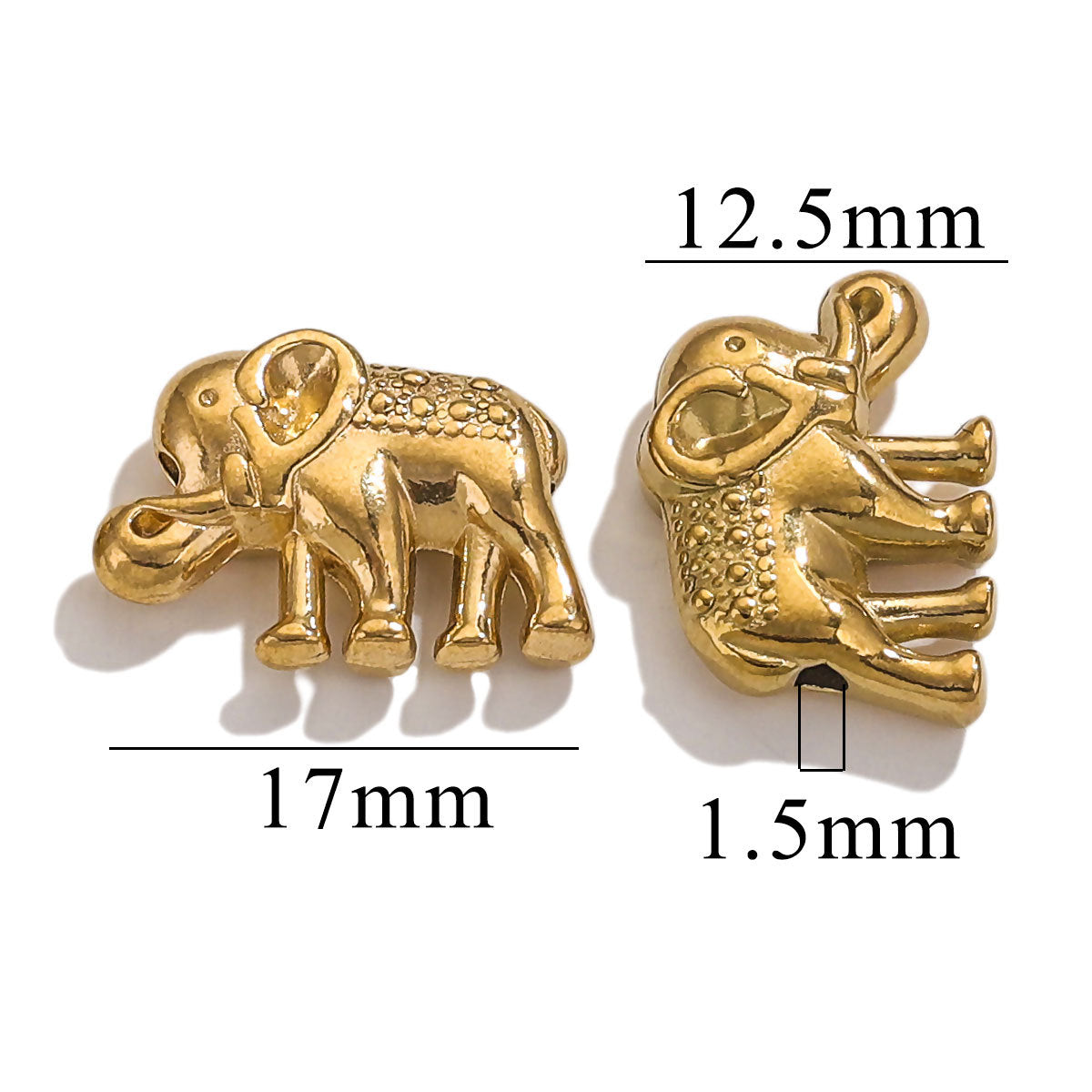 2PCS Stainless Steel Spacer Beads, Elephant Owl Buddha Head Diamond Shape Decorative Beads for DIY Jewelry Making