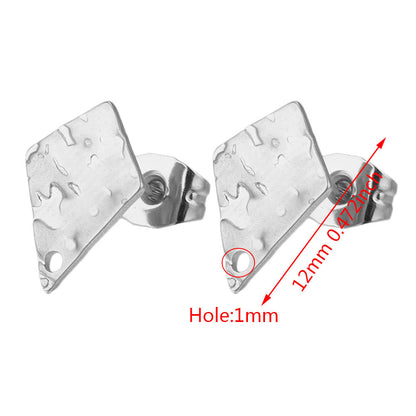 5Pairs Stainless Steel DIY Earring Components - Geometric Textured Blanks & Posts with Holes, Titanium Steel for Earrings