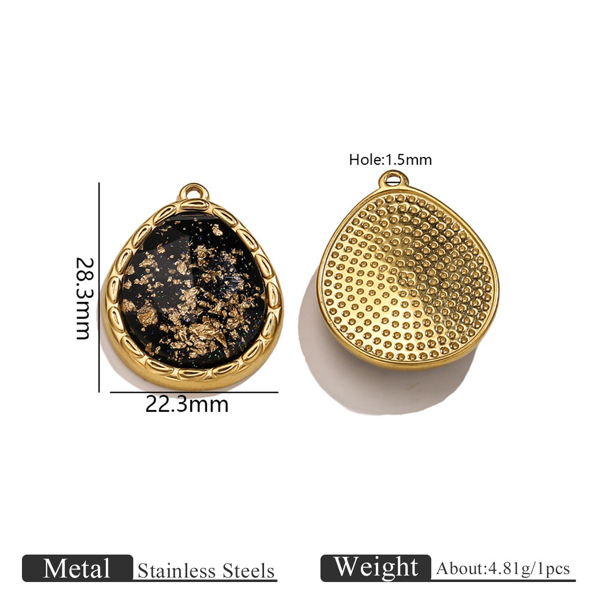 Vintage Black & Gold Foil Stainless Steel Pendant, Butterfly Star Heart Charms for DIY Jewelry, Bracelets & Necklaces