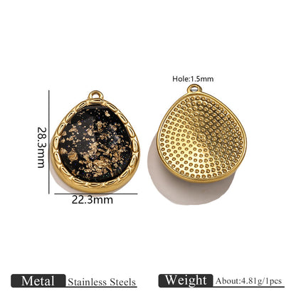 Vintage Black & Gold Foil Stainless Steel Pendant, Butterfly Star Heart Charms for DIY Jewelry, Bracelets & Necklaces