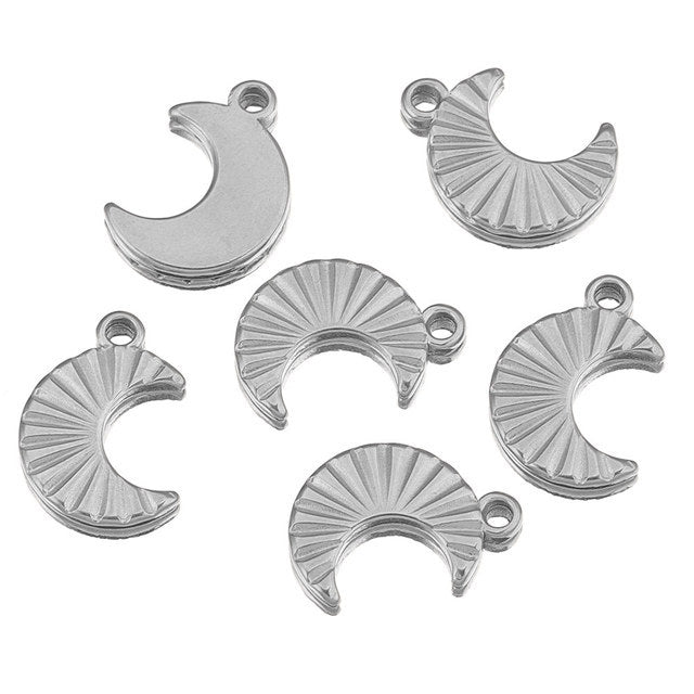 5PCS Stainless Steel Sun Moon Star Pendant Charm, DIY Jewelry Making Supplies for Earrings, Bracelets, and Necklaces