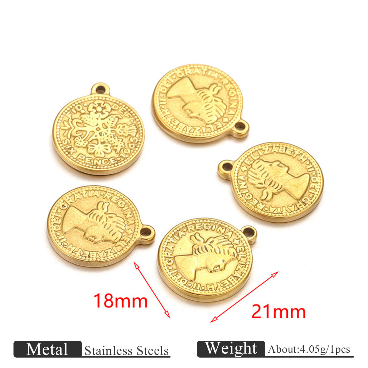 2PCS Vintage Embossed Portrait Coin Pendant, European Queen & Madonna Stainless Steel Charm, DIY Necklace Jewelry Making Accessory