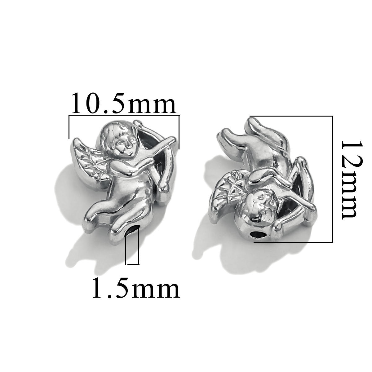 2PCS Stainless Steel Spacer Beads, Elephant Owl Buddha Head Diamond Shape Decorative Beads for DIY Jewelry Making