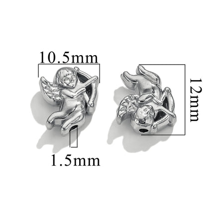 2PCS Stainless Steel Spacer Beads, Elephant Owl Buddha Head Diamond Shape Decorative Beads for DIY Jewelry Making