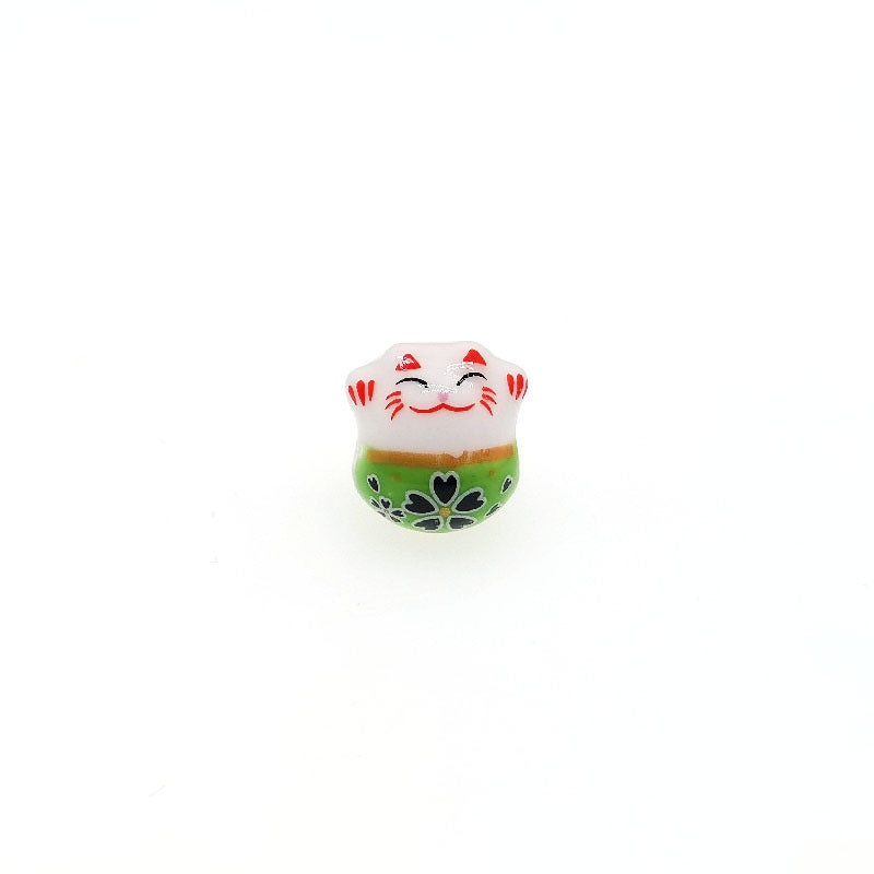 Ceramic Lucky Cat (Maneki Neko) Beads - Perfect for DIY Jewelry, Keychains, Home Decoration Crafts