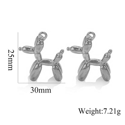Titanium Steel Dog Pendant | Minimalist Hip-Hop Style + Cute 3D Balloon Dog Design, Trendy DIY Jewelry Charm for Necklaces