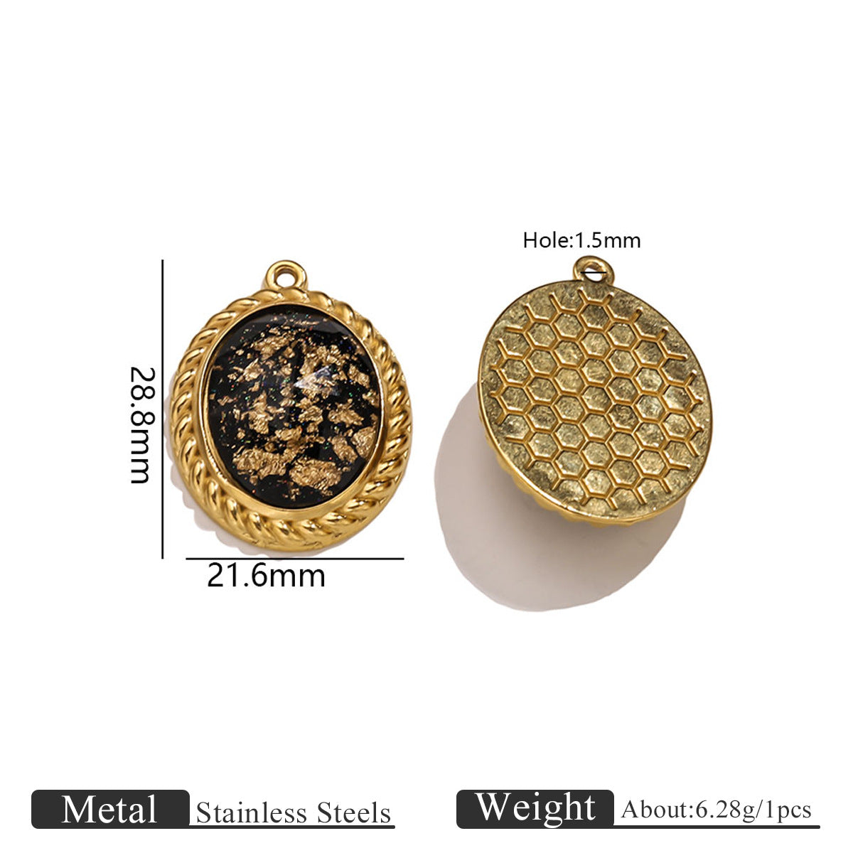 Vintage Black & Gold Foil Stainless Steel Pendant, Butterfly Star Heart Charms for DIY Jewelry, Bracelets & Necklaces