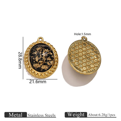 Vintage Black & Gold Foil Stainless Steel Pendant, Butterfly Star Heart Charms for DIY Jewelry, Bracelets & Necklaces